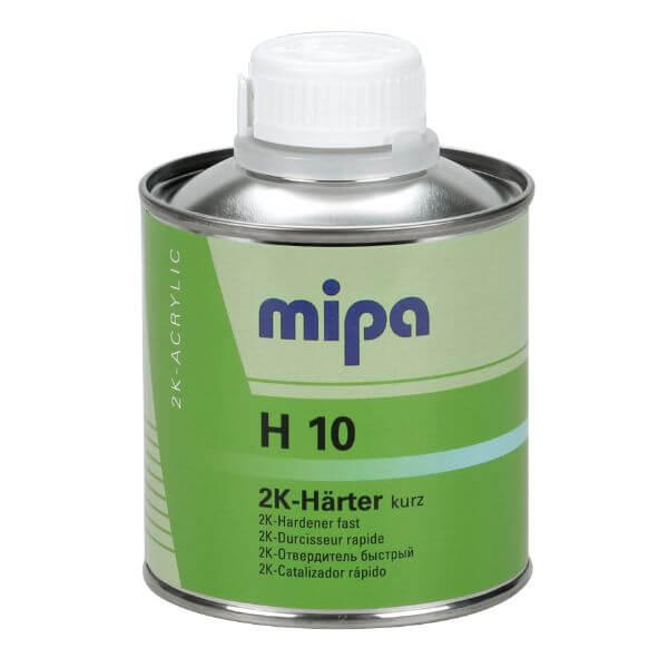 Mipa 2K H10 Fast Hardener 250ML in a can, a professional curing agent for 2K primers and fillers.