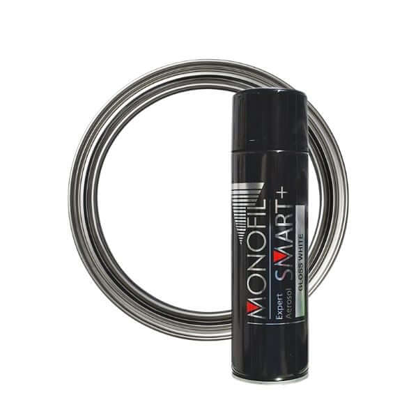 Monofil Smart+ Spray Paint 500ml aerosol can with circular wire in the background for durable finishes.