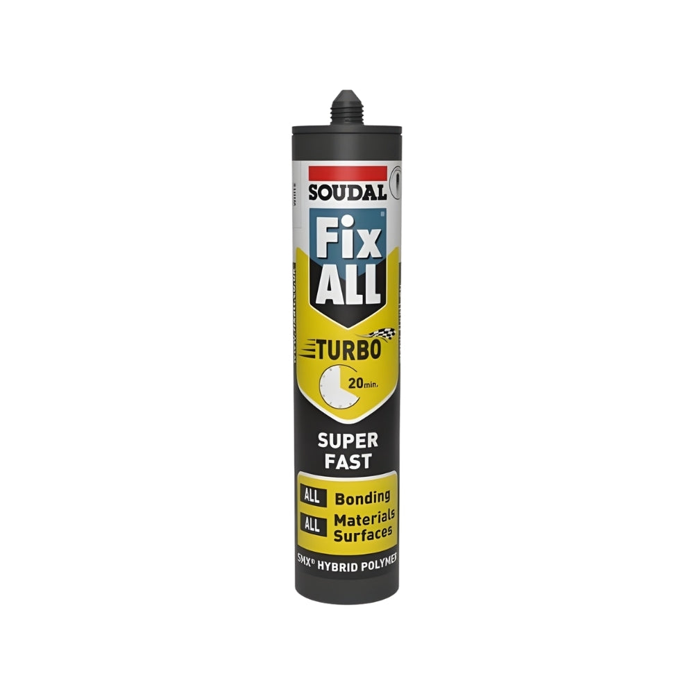 SOUDAL Fix ALL Turbo (290ml) Super Fast Adhesive Sealant tube for quick bonding and sealing.
