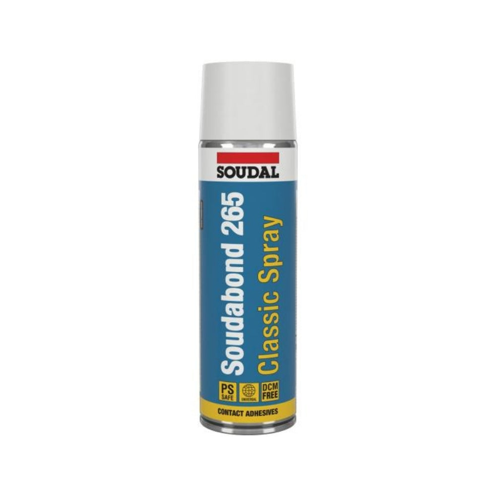 Soudal Soudabond 265 Classic Spray Contact Adhesive (500ml) aerosol can for DIY and craft projects.