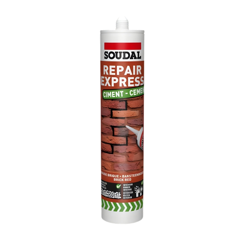 Soudal Repair Express Cement Filler for Concrete & Brickwork (290ml) in a tube for repairing brick and cement.