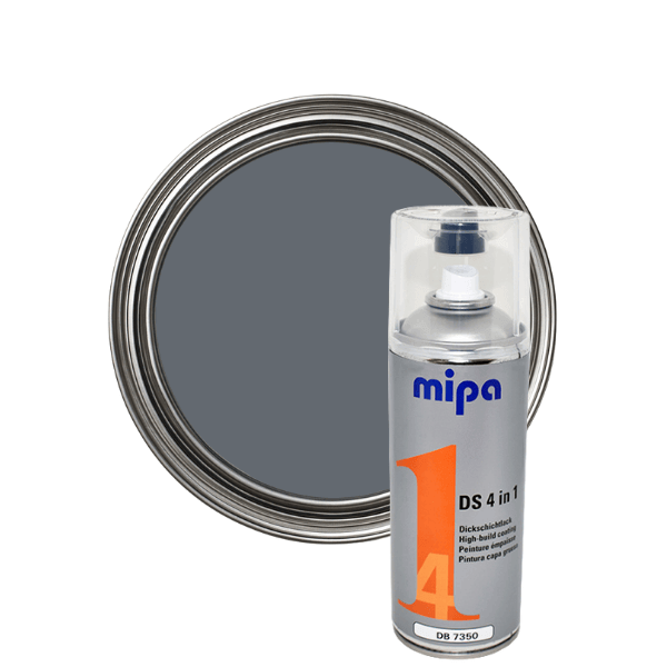 Mipa 4 in 1 DS Spray Paint (400ml) alongside a round gray paint sample