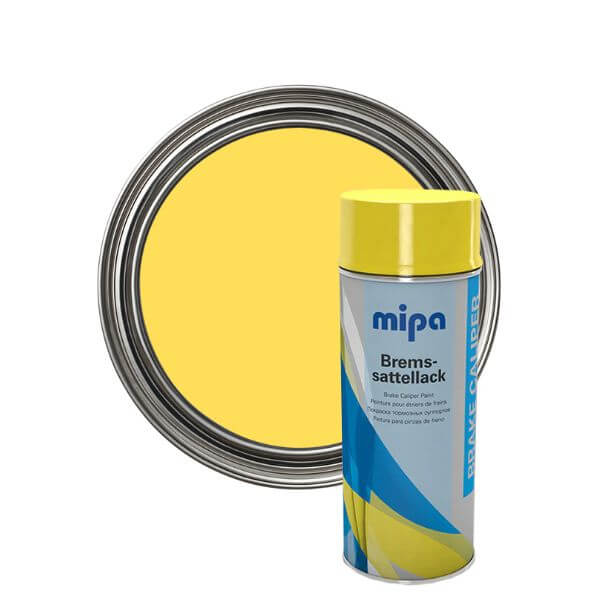Mipa Brake Caliper Spray Paint (400 ml) next to a circular yellow paint swatch.