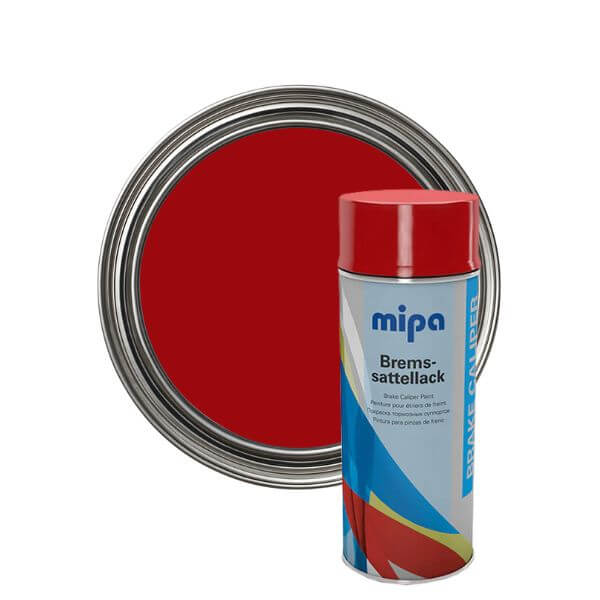 Mipa Brake Caliper Spray Paint (400 ml) can with red spray paint and color swatch.