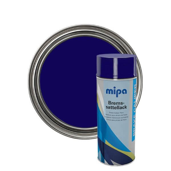 Mipa Brake Caliper Spray Paint (400 ml) can with dark blue paint in the background for brake caliper finishing.