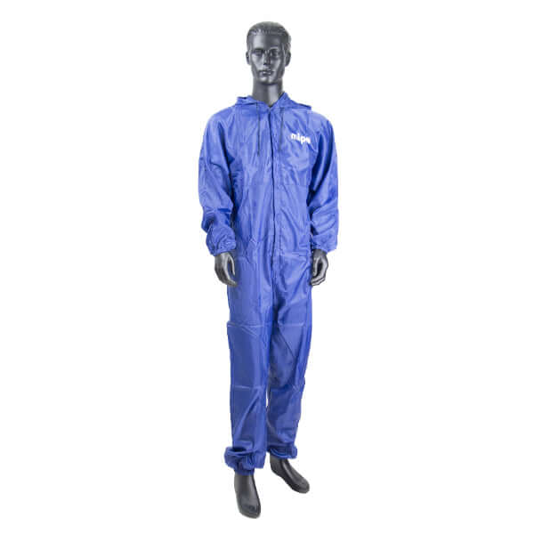 Mipa Branded Blue Overall displayed on a mannequin, showcasing its durable and breathable fabric.