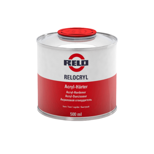 Relo MS Fast Hardener (500 ml) in a can, designed to accelerate curing of MS 2K paints and clearcoats.