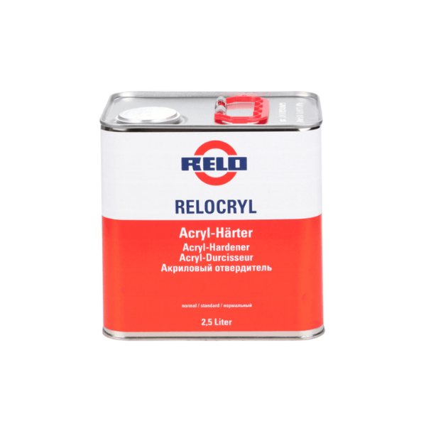 Relo MS Std Hardener 2.5lt in a metal can, suitable for 2K paint and clearcoat systems.