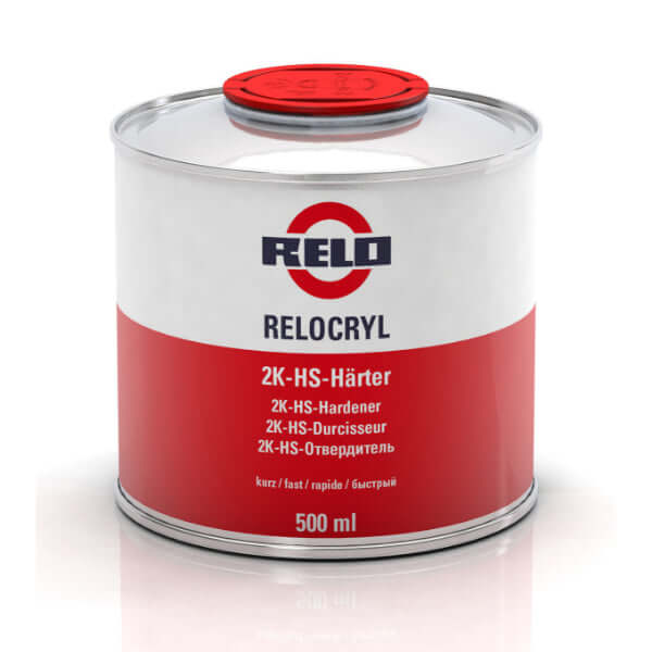 Relo HS Fast Hardener 500ml high-performance activator for 2K HS clearcoats and paints in a can.
