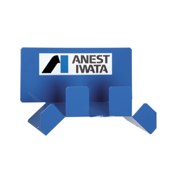 ANEST IWATA Magnetic Spray Gun Holder displayed on a blue stand for organized tool storage.