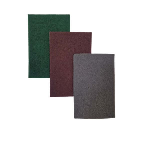 MP Abrasive Fleece Pad Fine 152 x 229 mm (green) - Set of three fleece pads in various colors.