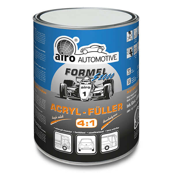 Airo-Chemie Formel S2000 Acrylic Filler 4:1 4 Litre - Dark Grey canister for automotive use.