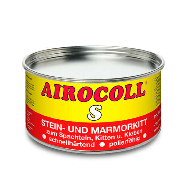 Airo-Chemie Airocoll S Stone Cement 1.7kg - Jurassic Yellow packaging can for stone repair and application.