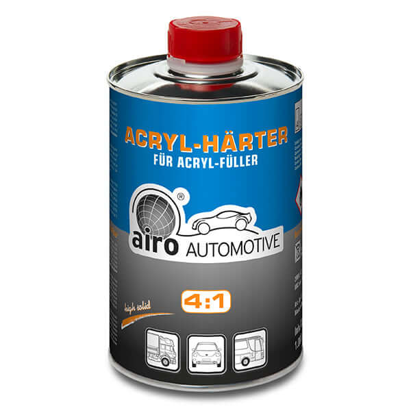 Airo-Chemie Acrylic Hardener 1 Ltr. in a can, used with Acryl-Füller 4:1 for automotive applications.