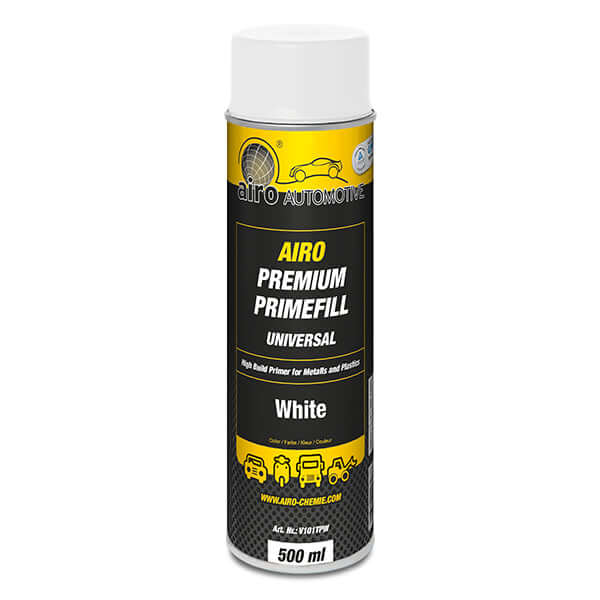 Airo-Chemie Premium Primefill Aerosol 500ml - White, high build primer for metals and plastics, fast drying formula.