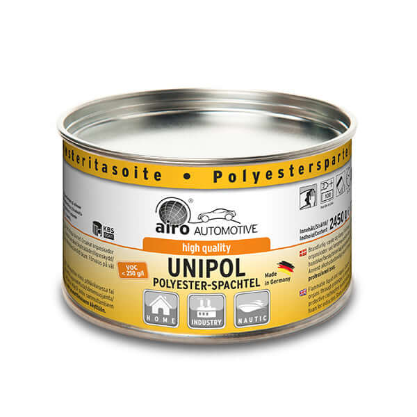 Airo-Chemie Unipol Beige Polyster Filler 2.5kg can showing its high quality and versatile application.