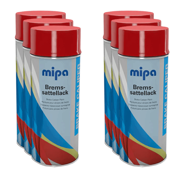 Mipa Brake Caliper Spray Paint (400 ml) cans showcasing high-quality, temperature-resistant coating for brake calipers.