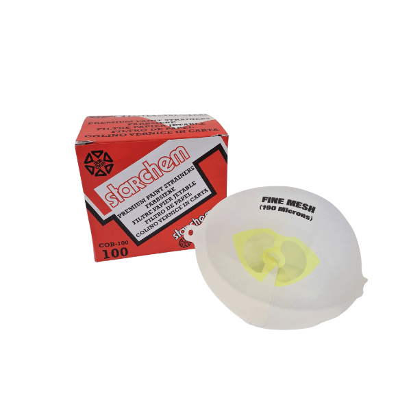 Clearcoat/Basecoat Strainers by Starchem in pack of 100 for high-quality paint filtration.