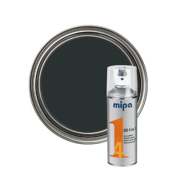 Mipa 4 in 1 DS Spray Paint (400ml) next to a circular frame painted in dark color.