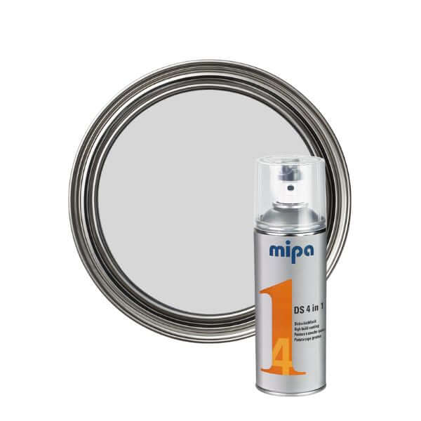 Mipa 4 in 1 DS Spray Paint (400ml) can next to a round mirror reflecting the painted surface.