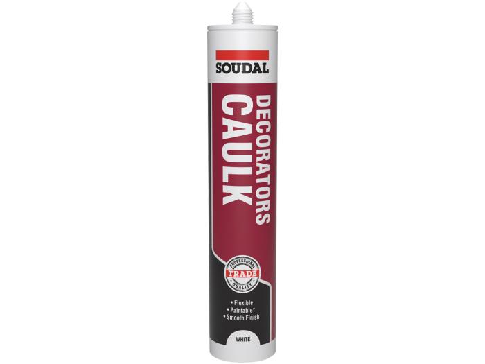 Soudal Trade Decorators Caulk 290ml Decorative Sealant tube for a flexible, crack-free, and smooth finish.