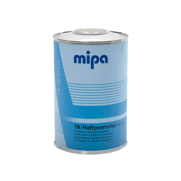 Mipa 1K Adhesion Promoter (1 Ltr) packaging image showing a colorless liquid for paint adhesion.