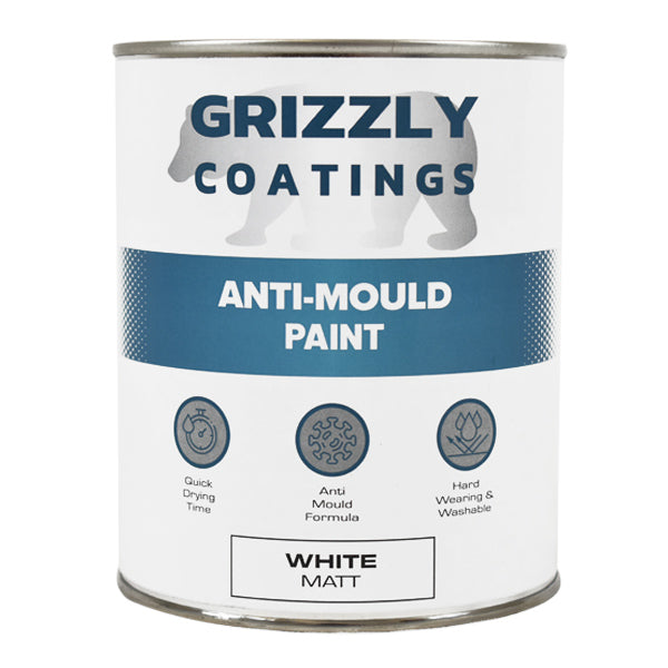 Grizzly Coatings Anti-Mould Paint 1 ltr - White Matt EACH Grizzly Coatings