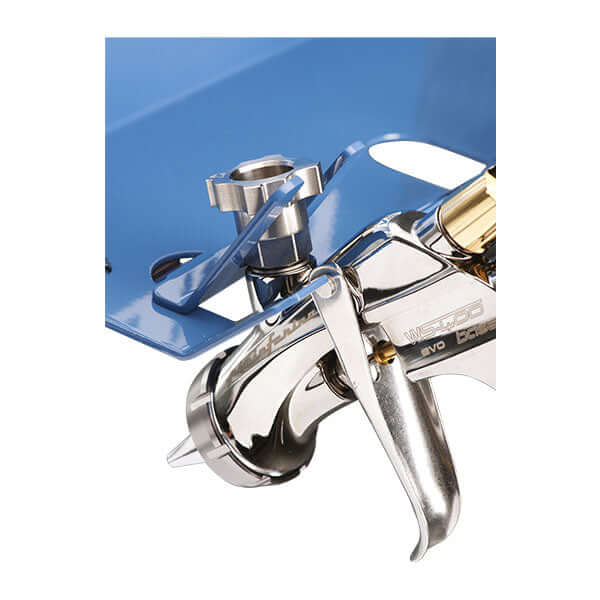 ANEST IWATA Magnetic Adaptor Holder for PPS and RPS mounted on a spray gun.