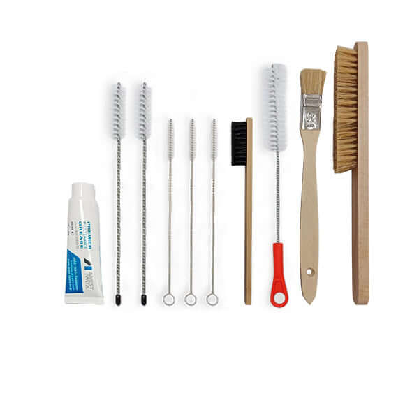 Anest Iwata Maintenance Essential Tool Kit with brushes, cleaning tools, and maintenance products.