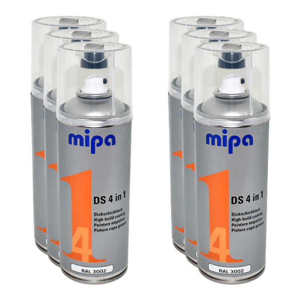 Mipa 4 in 1 DS Spray Paint (400ml) cans arranged for efficient painting solutions.