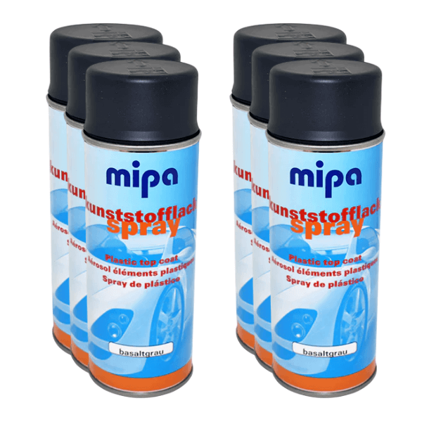Mipa Plastic Lacquer Spray (400ML) - Set of four cans for plastic coating in automotive applications.