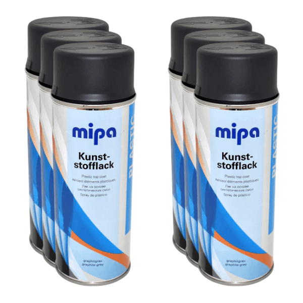 Mipa Plastic Lacquer Spray (400ML) cans, high-quality elastic topcoat for automotive plastics.