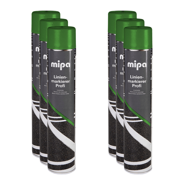 Mipa Line Marking Aerosol cans arranged for professional-grade marking on various surfaces.