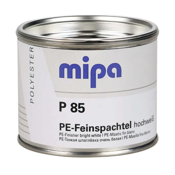 P85 FIller 0.25 Kg can of Mipa Fine White Filler for automotive refinishing and repairs.