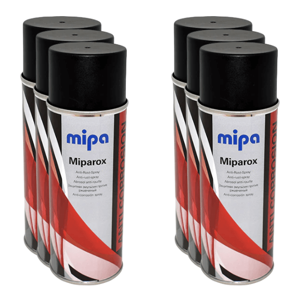 Miparox Anti Rust Spray (400ml) cans displayed in a pack, showcasing the effective epoxy-based corrosion protection.