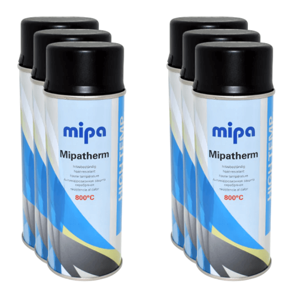 Mipatherm Heat-Resistant Spray Paint (400ML) bottles showcasing high-temperature coating up to 800°C.