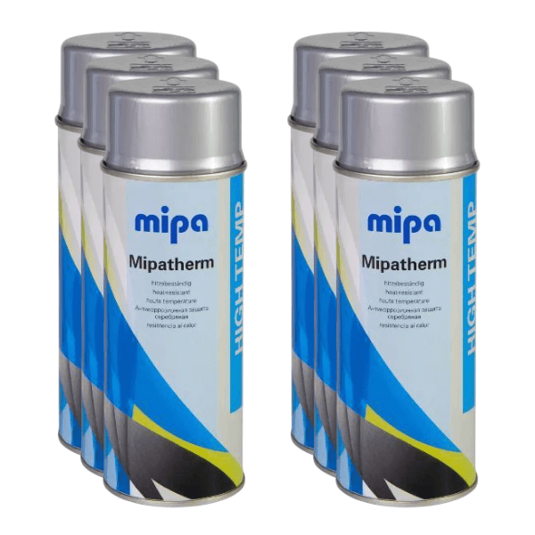 Mipatherm Heat-Resistant Spray Paint (400ML) cans showcasing high-temperature coating capabilities.
