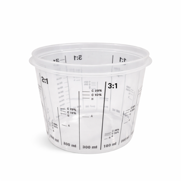 StarChem Polypropylene Paint Mixing Cup, clear with measurement markings for precise mixing.