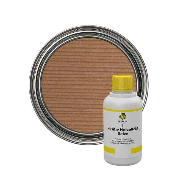 Rosner Positive Wood Effect Stain (1L) packaging, featuring a can and bottle for achieving an antique finish on wood.
