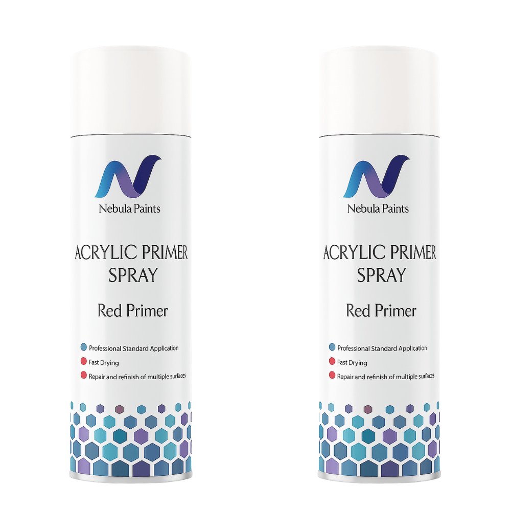 Nebula Paints Acrylic Primer Spray (500ml) Red Primer cans for professional application and fast drying.