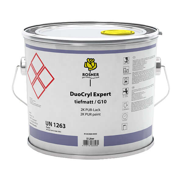 Rosner DuoCryl Expert G10 5 ltr - Universal 2K-PUR Wood Paint canister for furniture and interior projects.