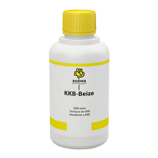 Rosner KKB Wood Stains (1L) bottle showing versatile aqueous dye stain for hardwoods.