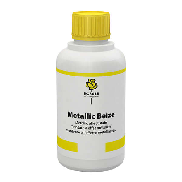 Rosner Metallic Wood Stain (1L) bottle for decorative wood finishing with metallic effect.