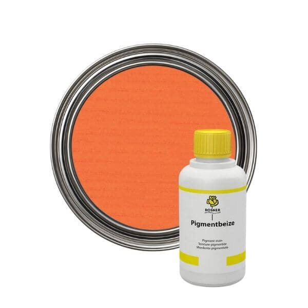 Rosner Pigment Wood Stains (1L) includes a bottle of pigment stain and a paint can featuring a vibrant orange color.