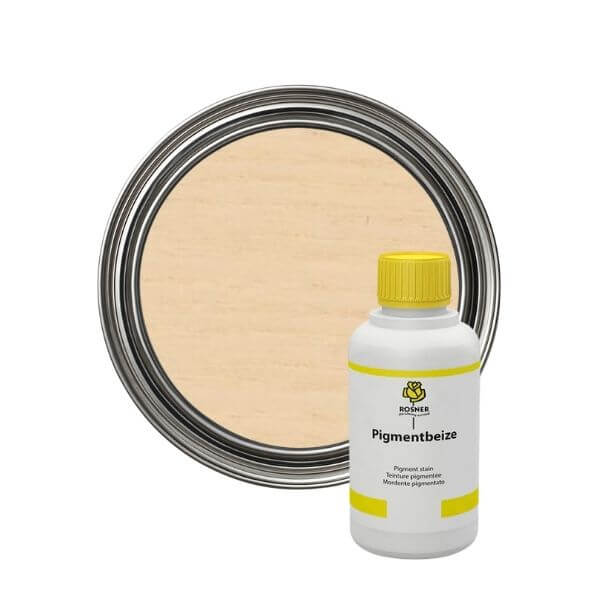 Rosner Pigment Wood Stains (1L) - Water-based pigment stain bottle and wooden surface for furniture finishing