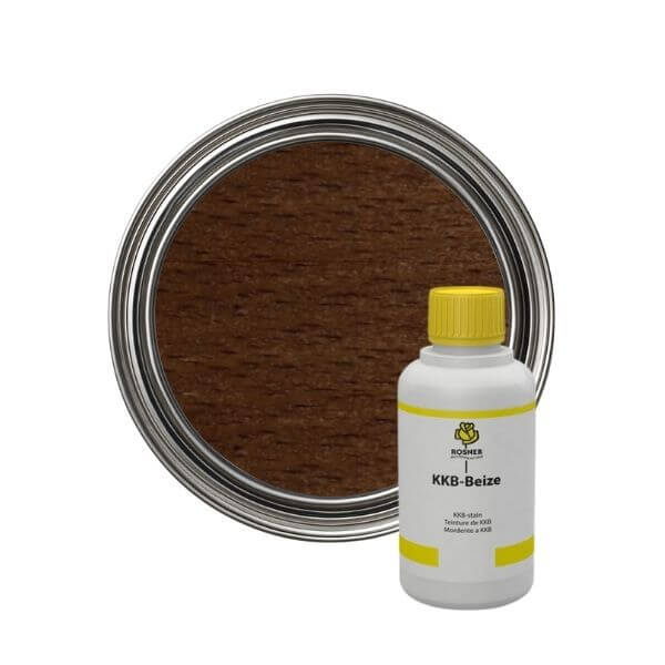 Rosner KKB Wood Stains (1L) - Aqueous dye stain for hardwoods in a tin and bottle.