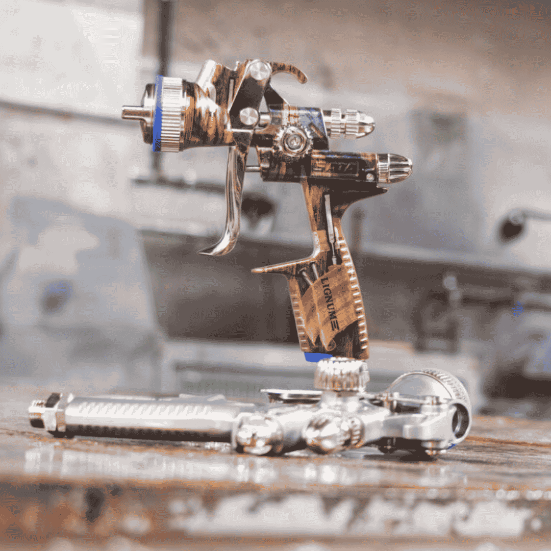 SATAjet 1000 B RP "Lignum 3" Gravity Spray Gun (1.6mm - 2.5mm Nozzle Size + 0.6L QCC Plastic Reusable Cup)