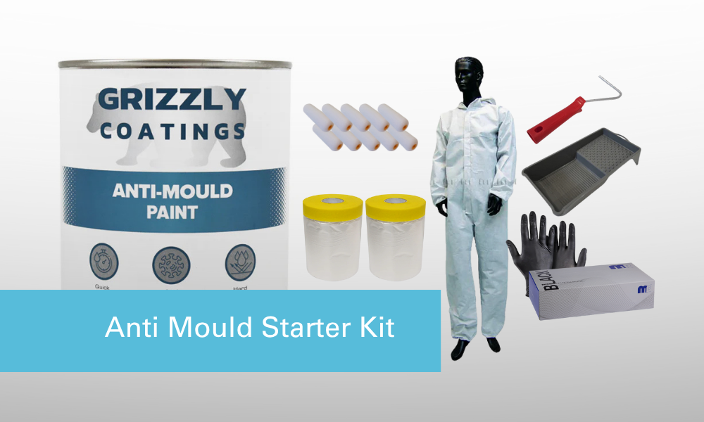 Anti-mould paint can and starter kit items on a white background