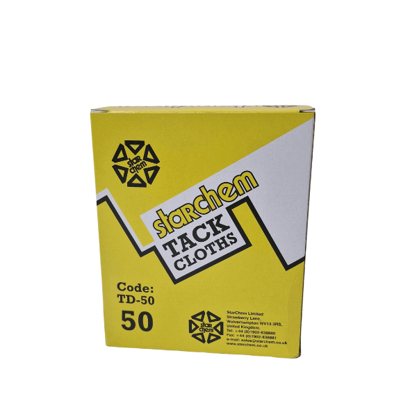 Starchem Tack Cloth Box containing 50 tack cloths for efficient dust removal in painting and finishing.