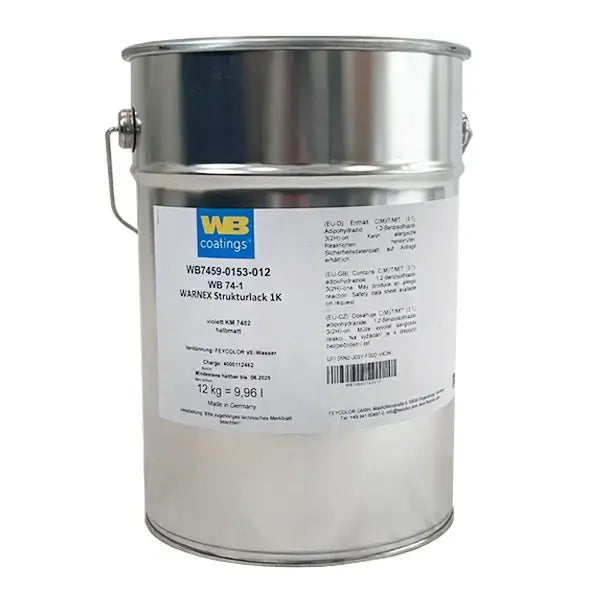 WB WARNEX 74-1 Textured Lacquer 1K in a metal canister, showcasing premium water-based coating features.